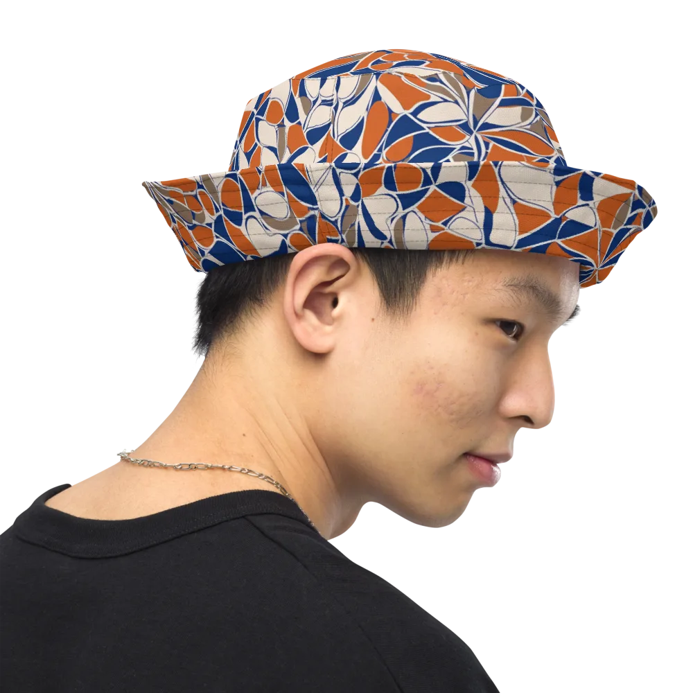 Cobalt Citrus Bloom on Reversible Bucket Hat — Right Outside