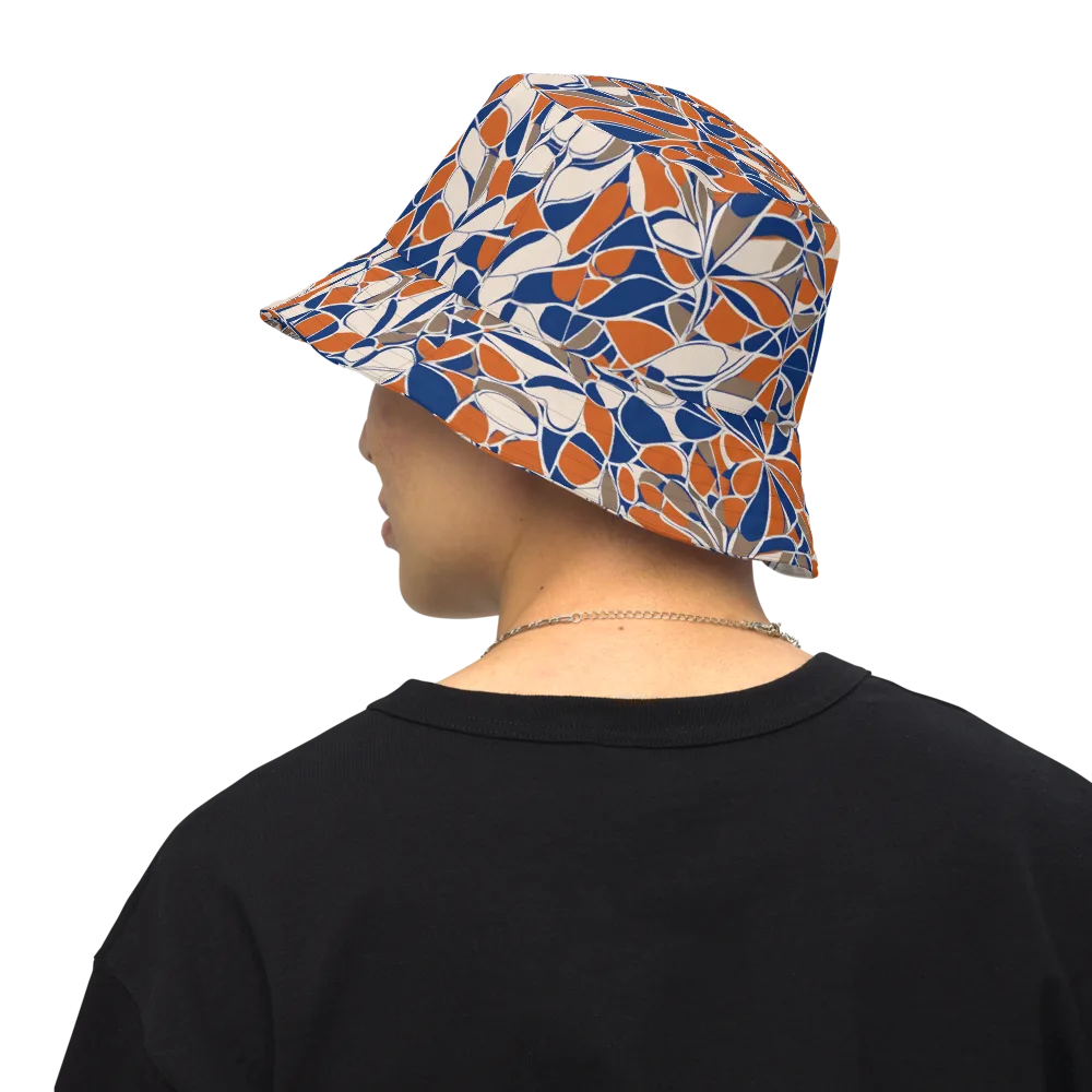 Cobalt Citrus Bloom on Reversible Bucket Hat — Back Inside