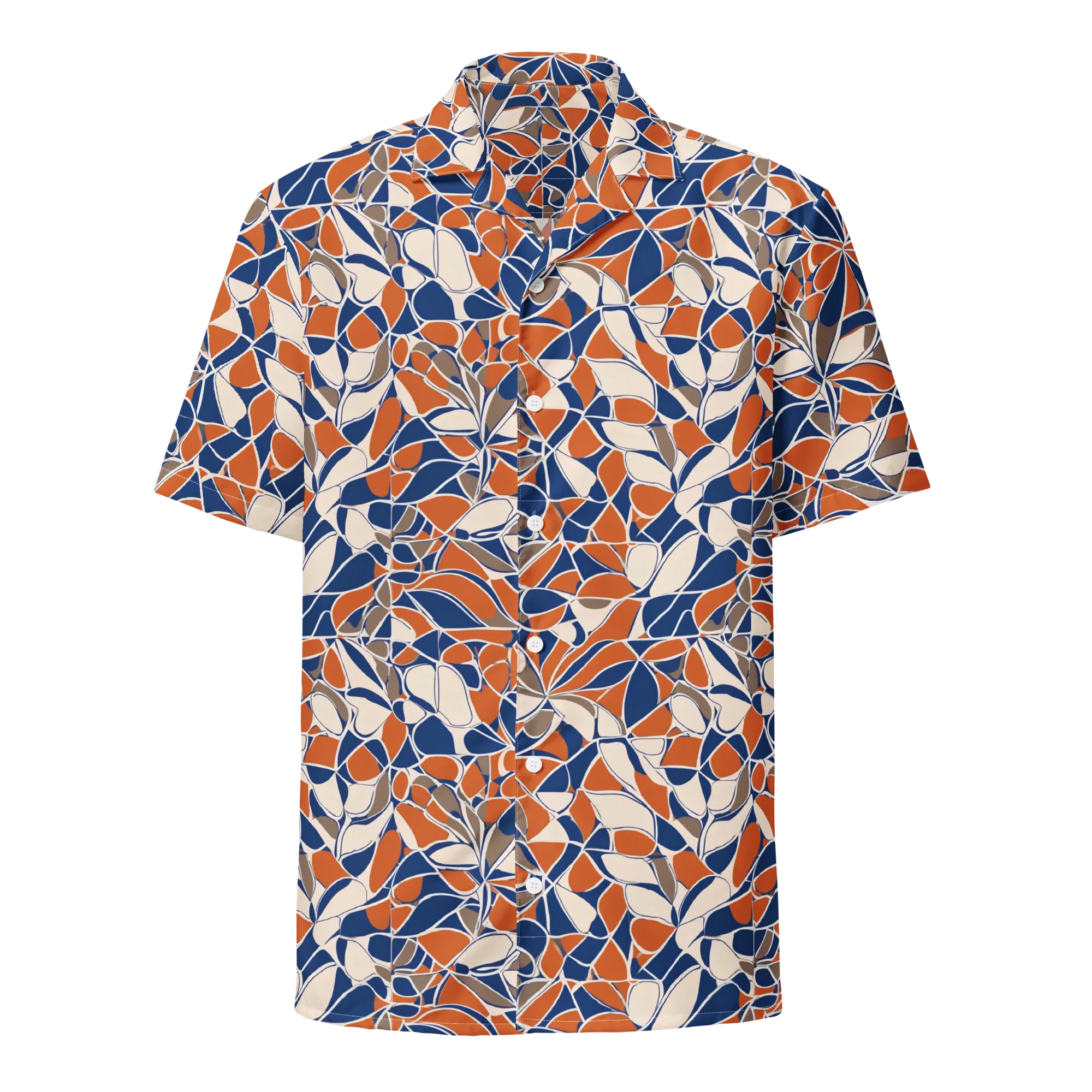 Cobalt Citrus Bloom on Button Shirt — Front