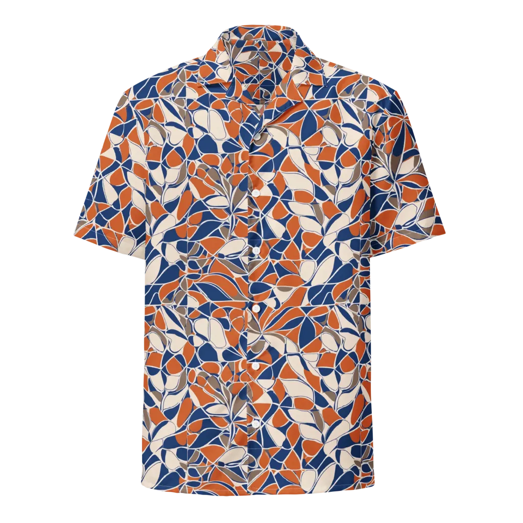 Cobalt Citrus Bloom on Button Shirt — Front