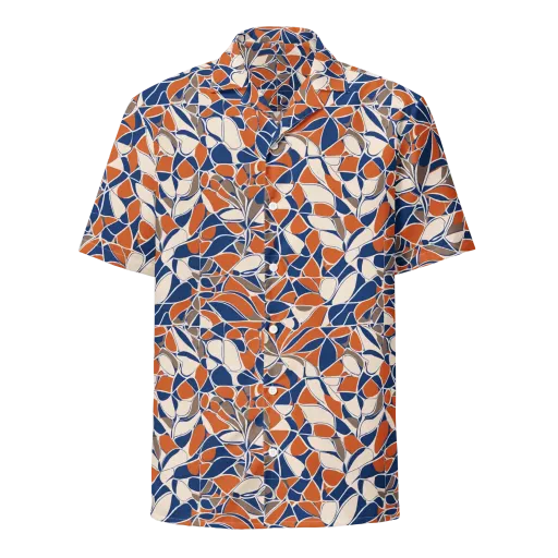 Cobalt Citrus Bloom on a Button Shirt