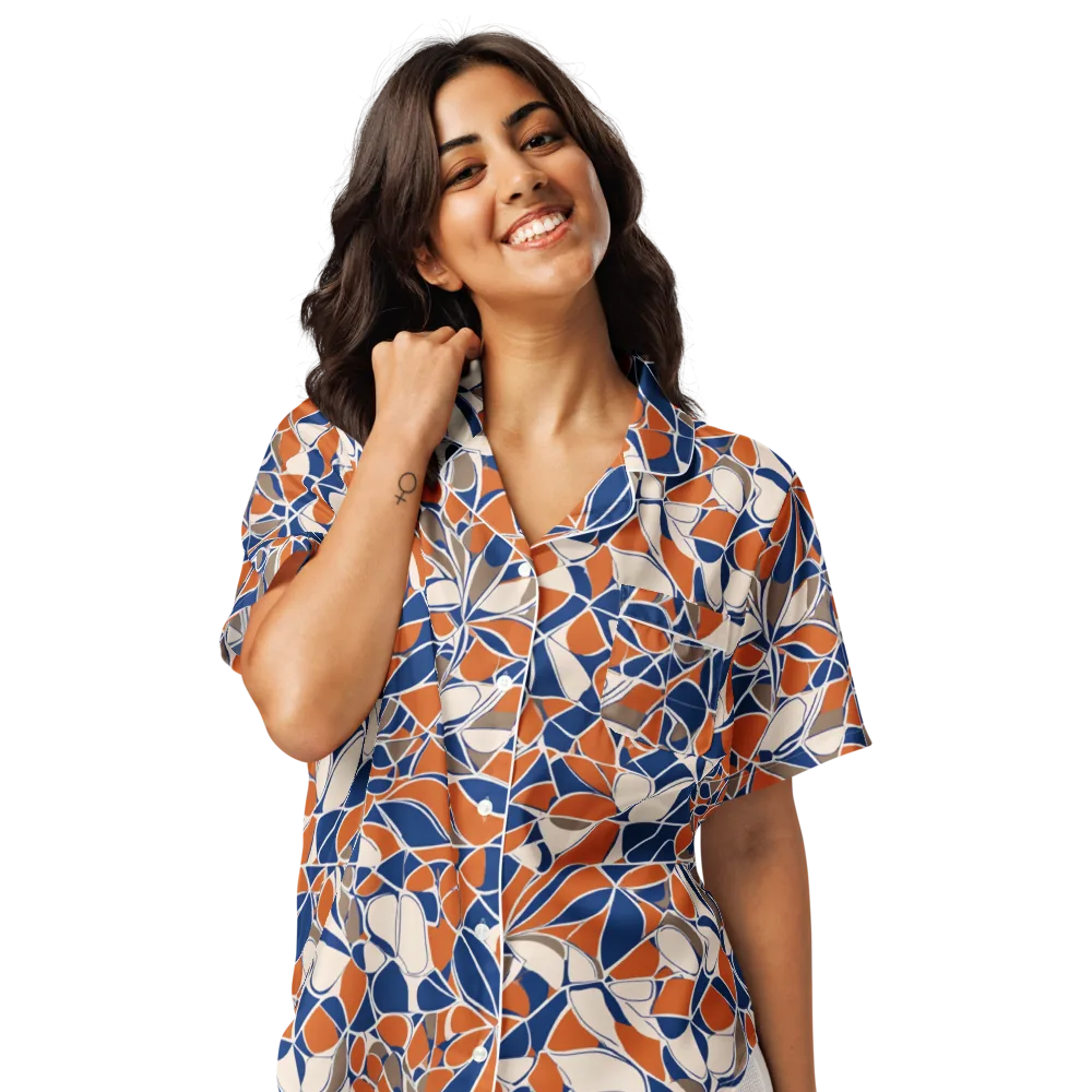 Cobalt Citrus Bloom on Women's Short Sleeve Pajama Top — Front
