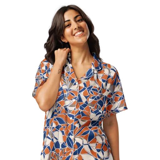 Cobalt Citrus Bloom on a Women's Short Sleeve Pajama Top