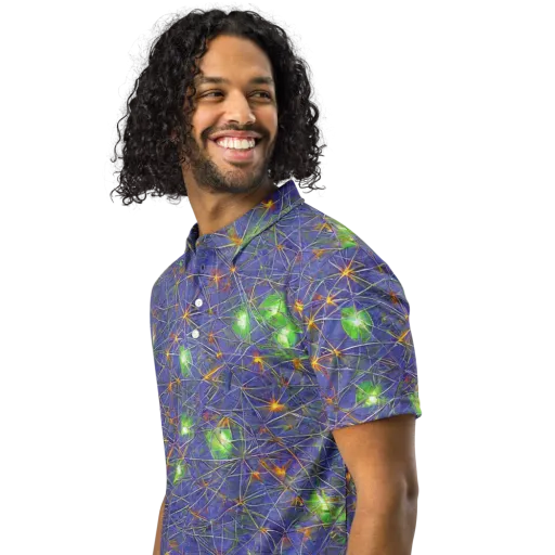 Violet Voltage on a Men's Slim Fit Polo Shirt