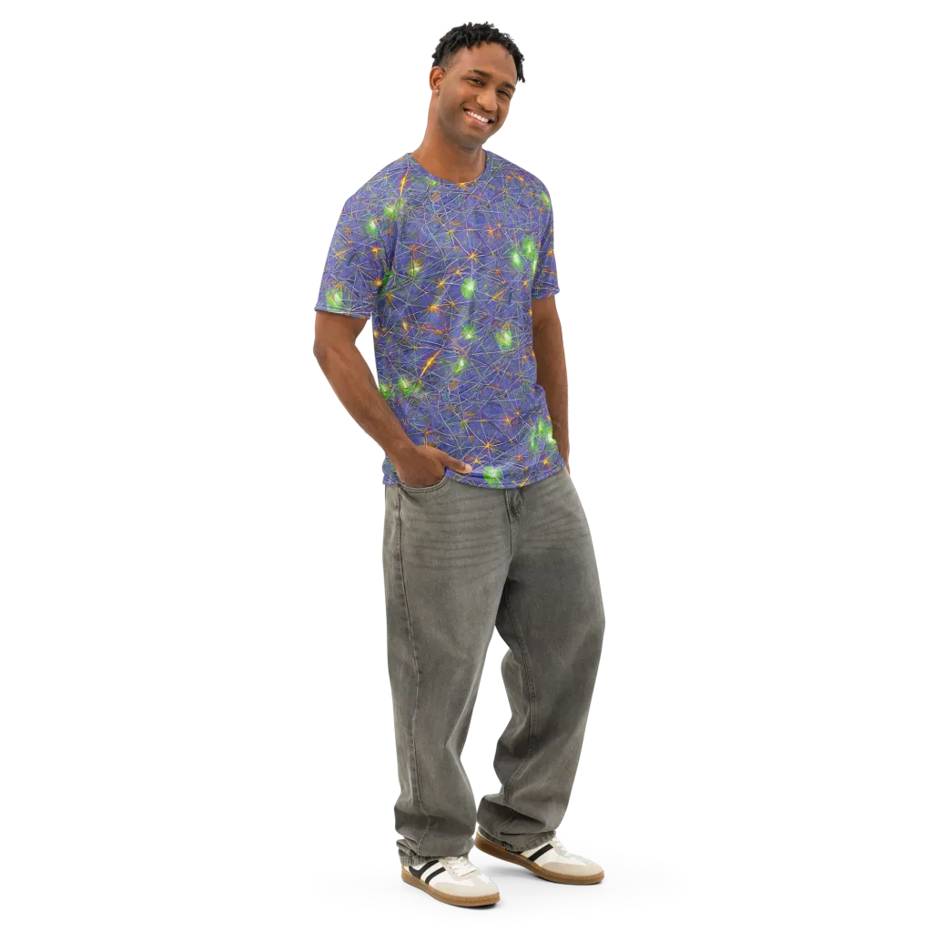 Violet Voltage on Men's Cotton Crew Neck T-Shirt — Right Front