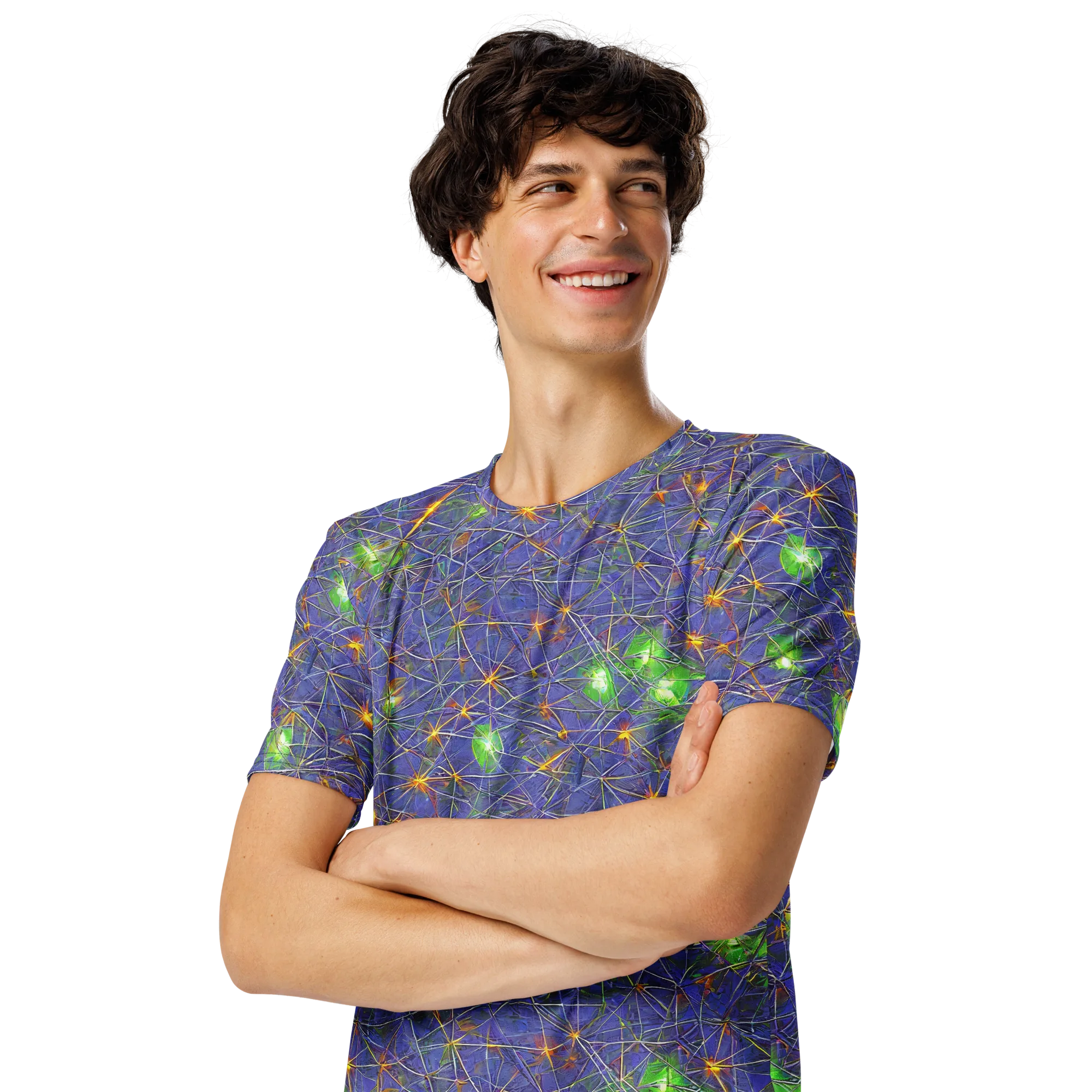 Violet Voltage on Men's Crew Neck T-Shirt — Left Front