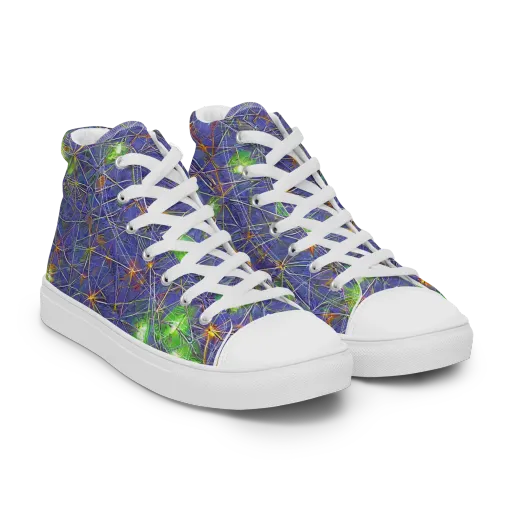 Violet Voltage on a Men's High Top Canvas Shoes