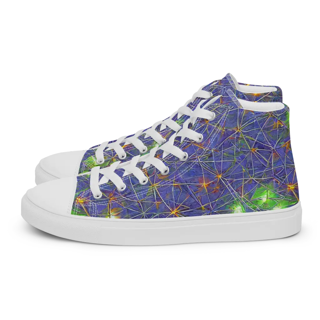 Violet Voltage on Men's High Top Canvas Shoes — Left