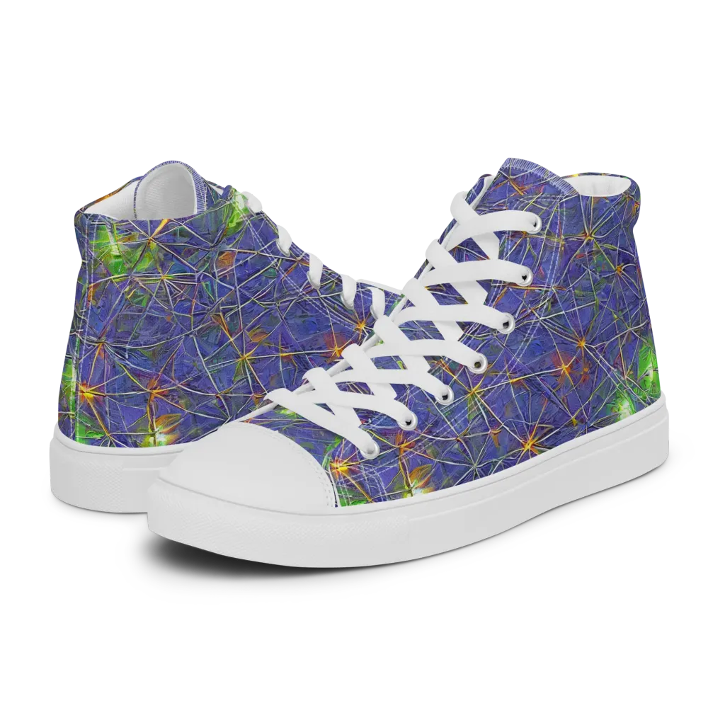 Violet Voltage on Men's High Top Canvas Shoes — Left