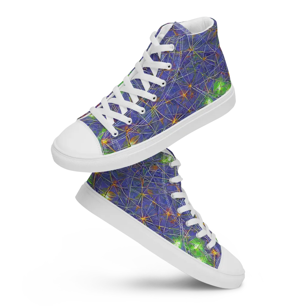 Violet Voltage on Men's High Top Canvas Shoes — Front