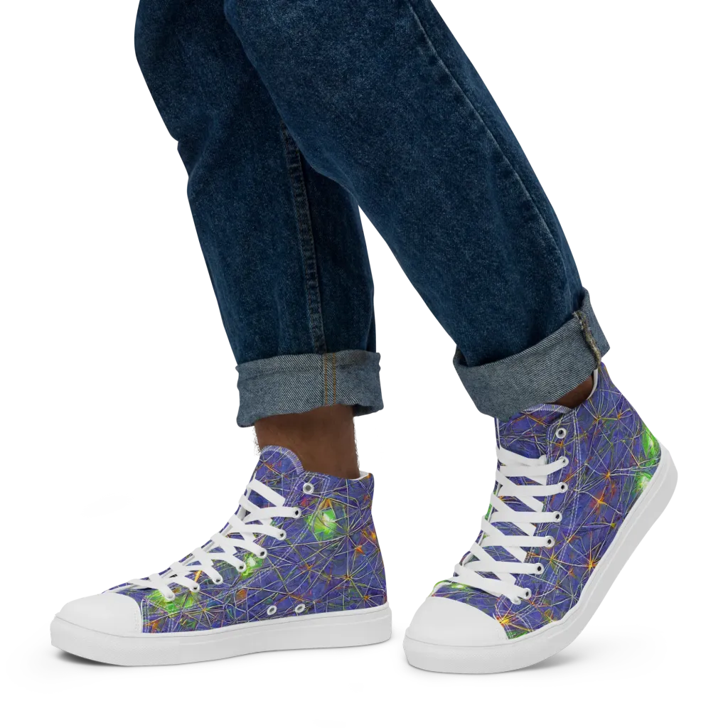 Violet Voltage on Men's High Top Canvas Shoes — Left