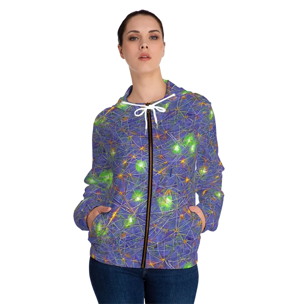 Violet Voltage on Women's Full-Zip Hoodie — Front On Person