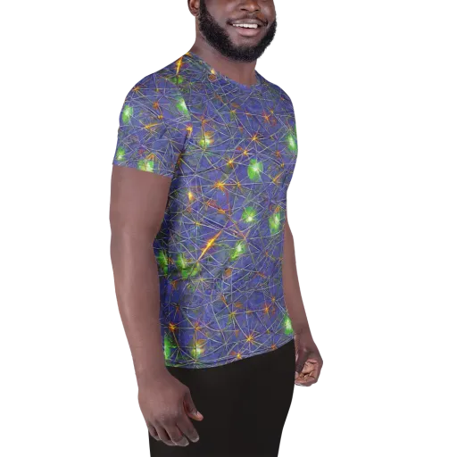 Violet Voltage on a Men's Athletic T-Shirt