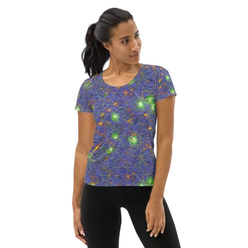 Violet Voltage on a Women's Athletic T-Shirt