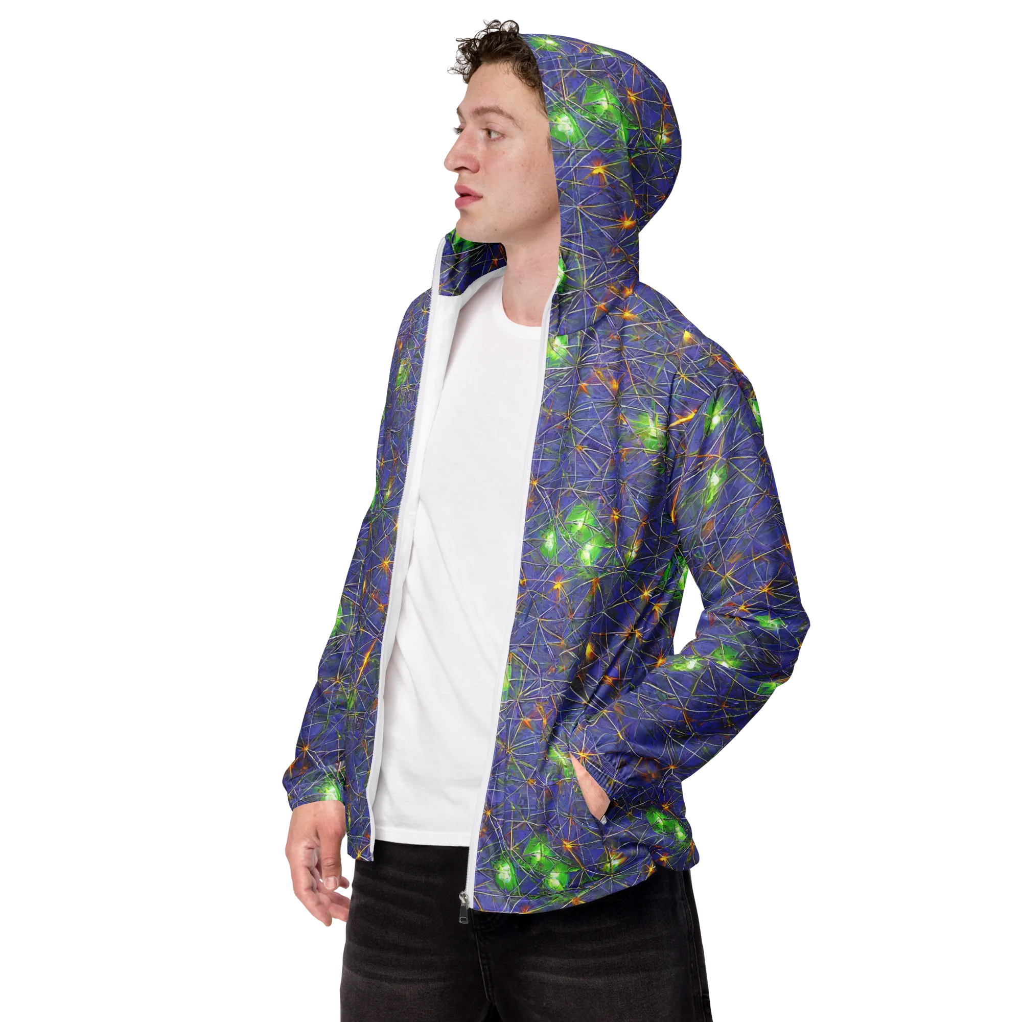Violet Voltage on Men's Windbreaker — Left Front