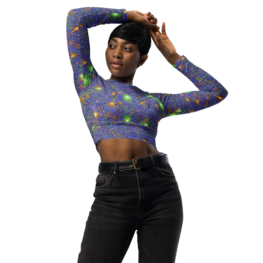 Violet Voltage on Long Sleeve Crop Top — Front