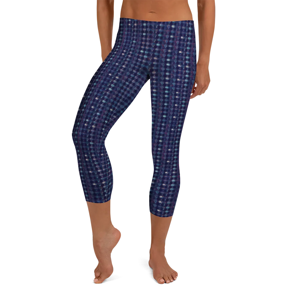 Midnight Circuit on Capri Leggings — Front