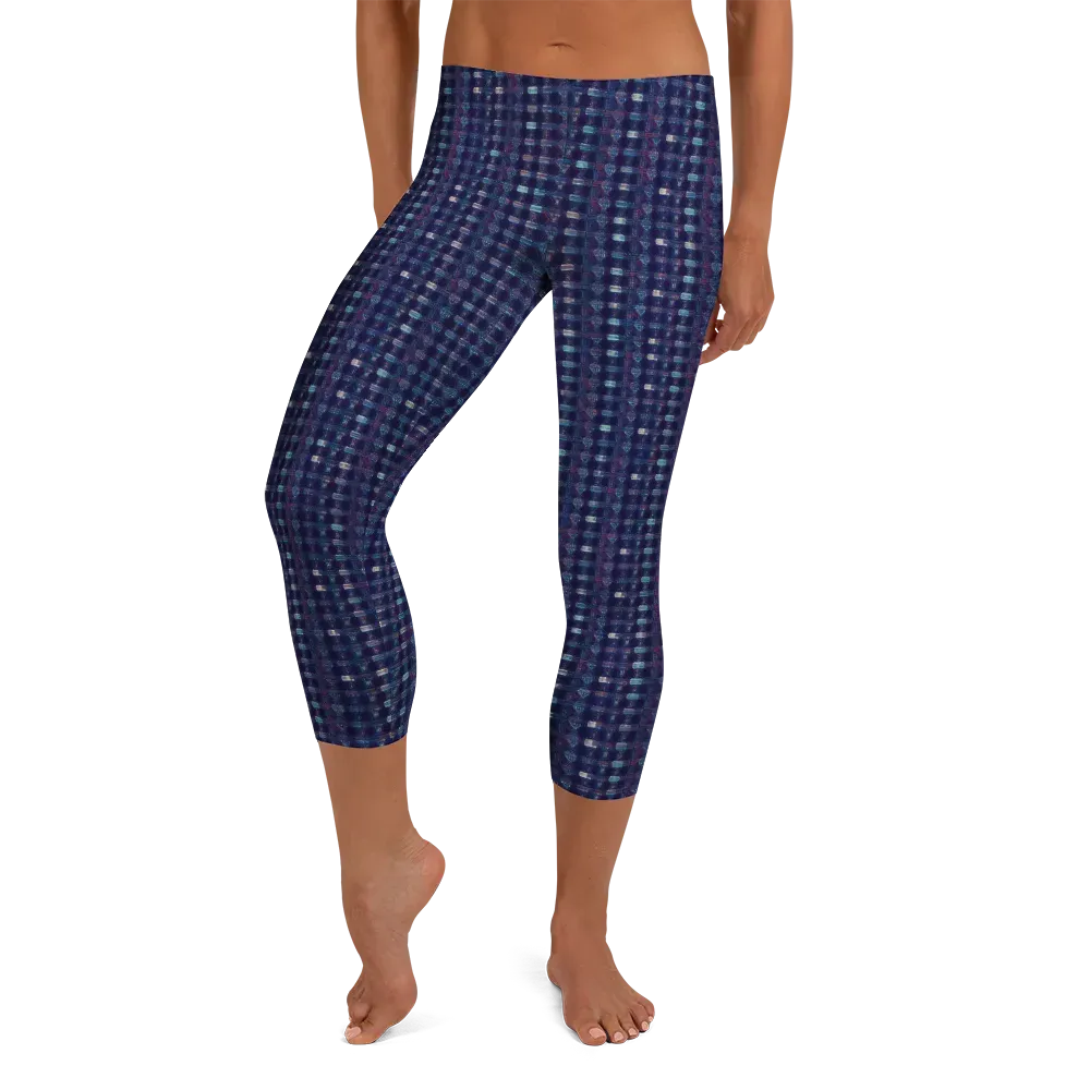 Midnight Circuit on Capri Leggings — Front