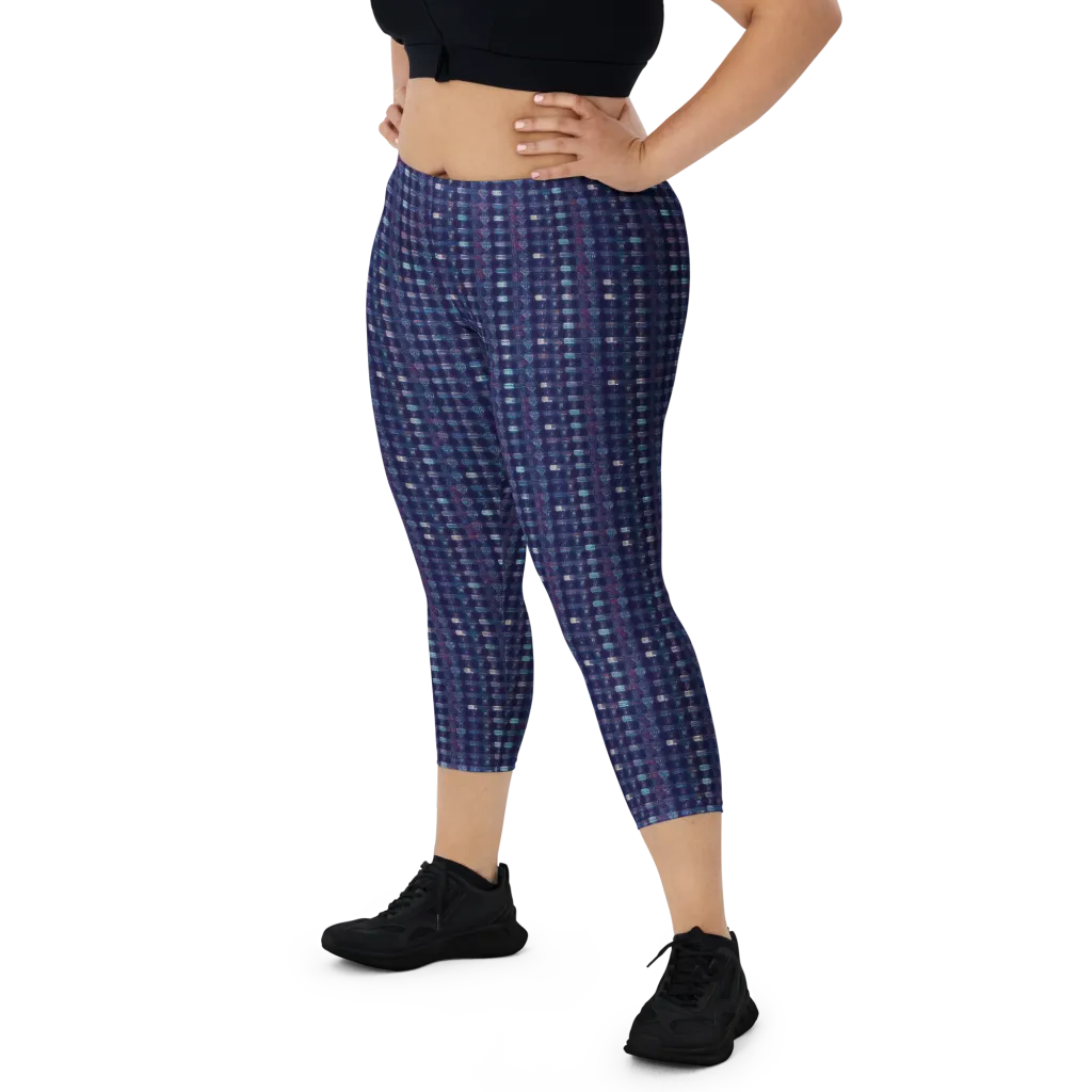 Midnight Circuit on Capri Leggings — Front