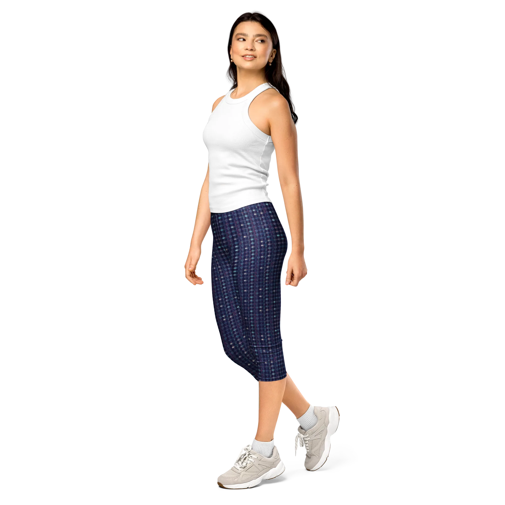 Midnight Circuit on Capri Leggings — Left Front
