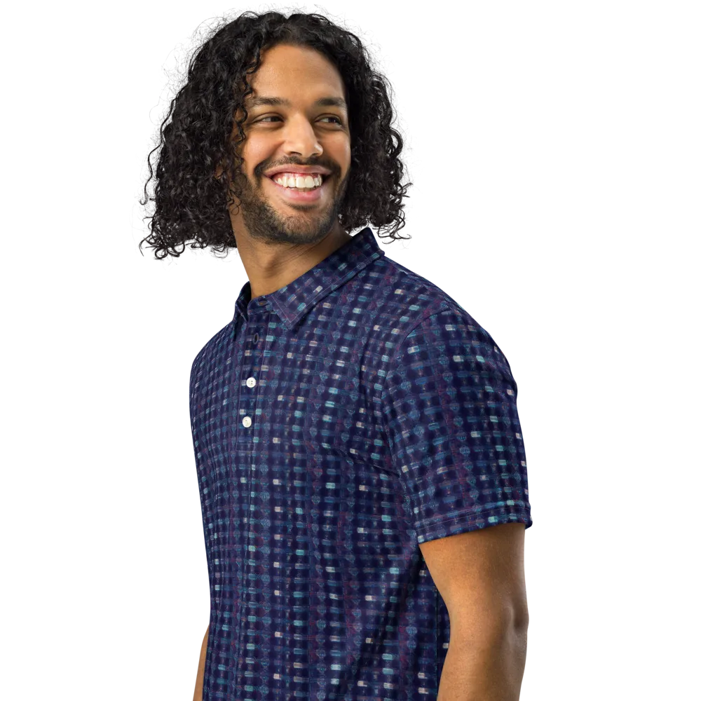 Midnight Circuit on Men's Slim Fit Polo Shirt — Left Front