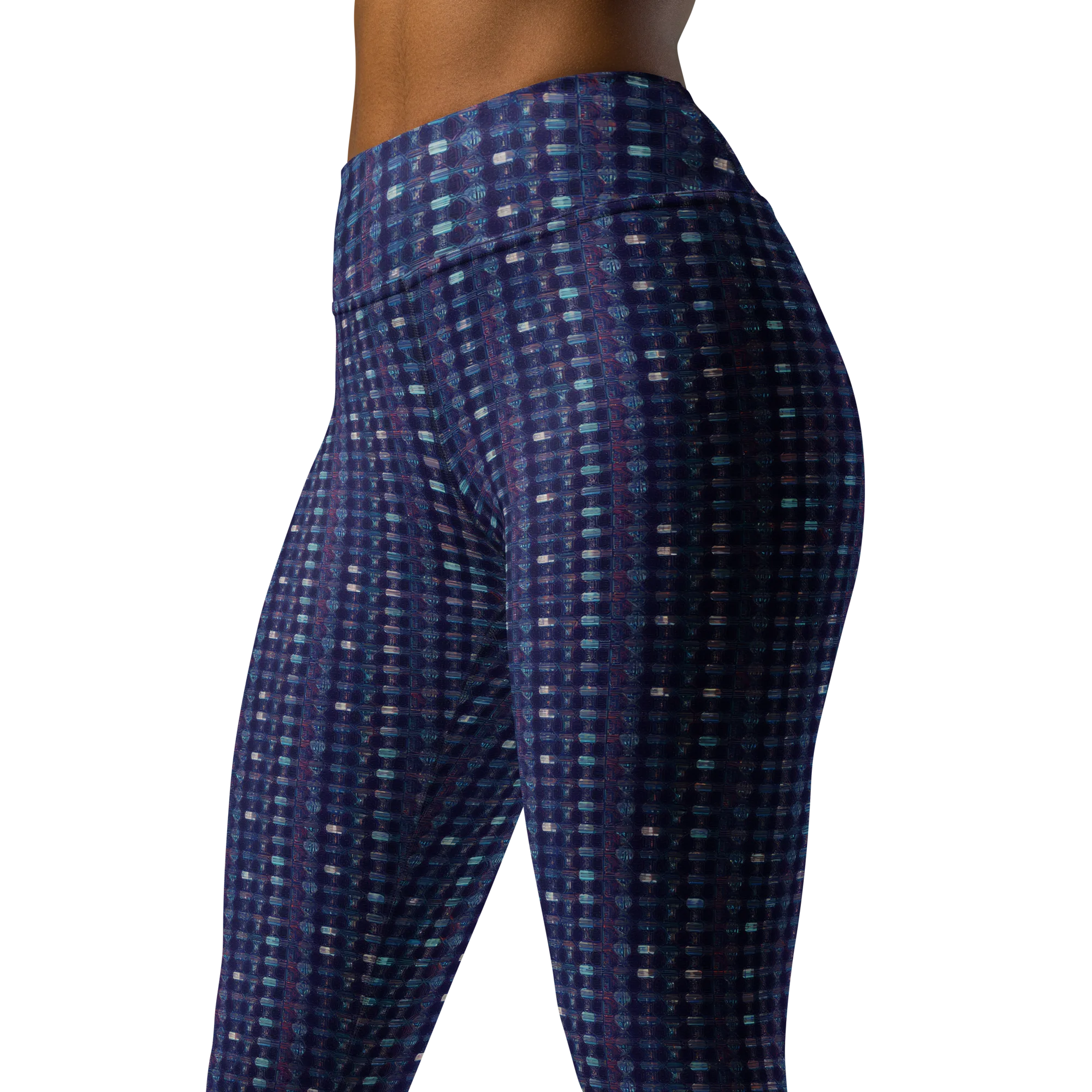 Midnight Circuit on Yoga Leggings — Left Front