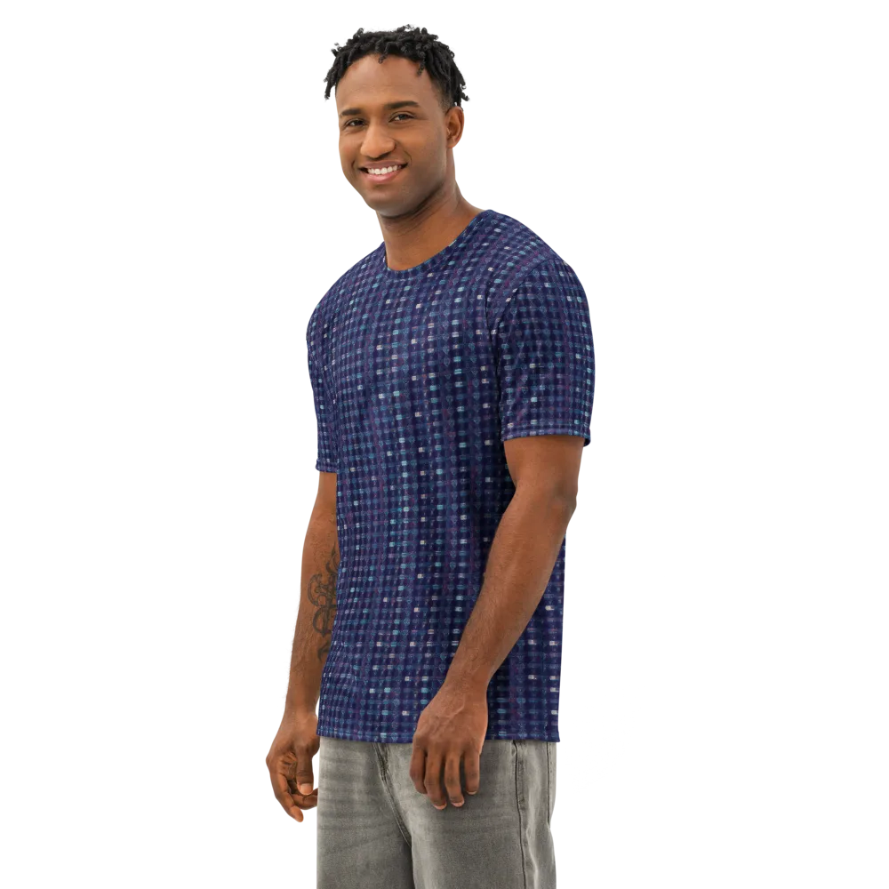 Midnight Circuit on Men's Cotton Crew Neck T-Shirt — Left Front