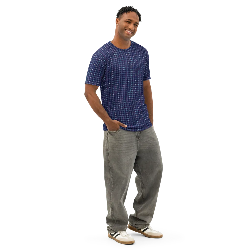 Midnight Circuit on Men's Cotton Crew Neck T-Shirt — Right Front