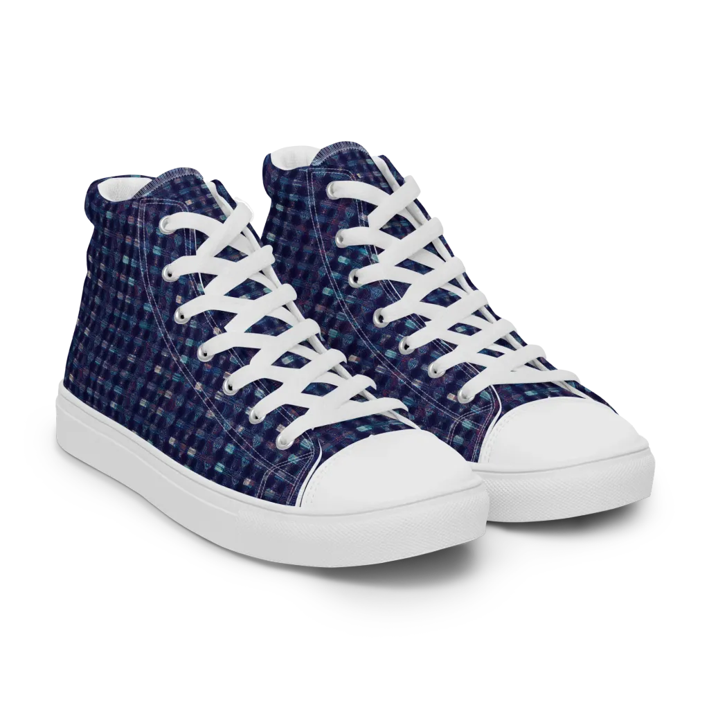 Midnight Circuit on Men's High Top Canvas Shoes — Right Front