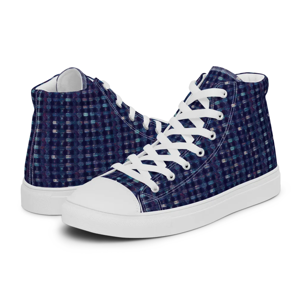 Midnight Circuit on Men's High Top Canvas Shoes — Left
