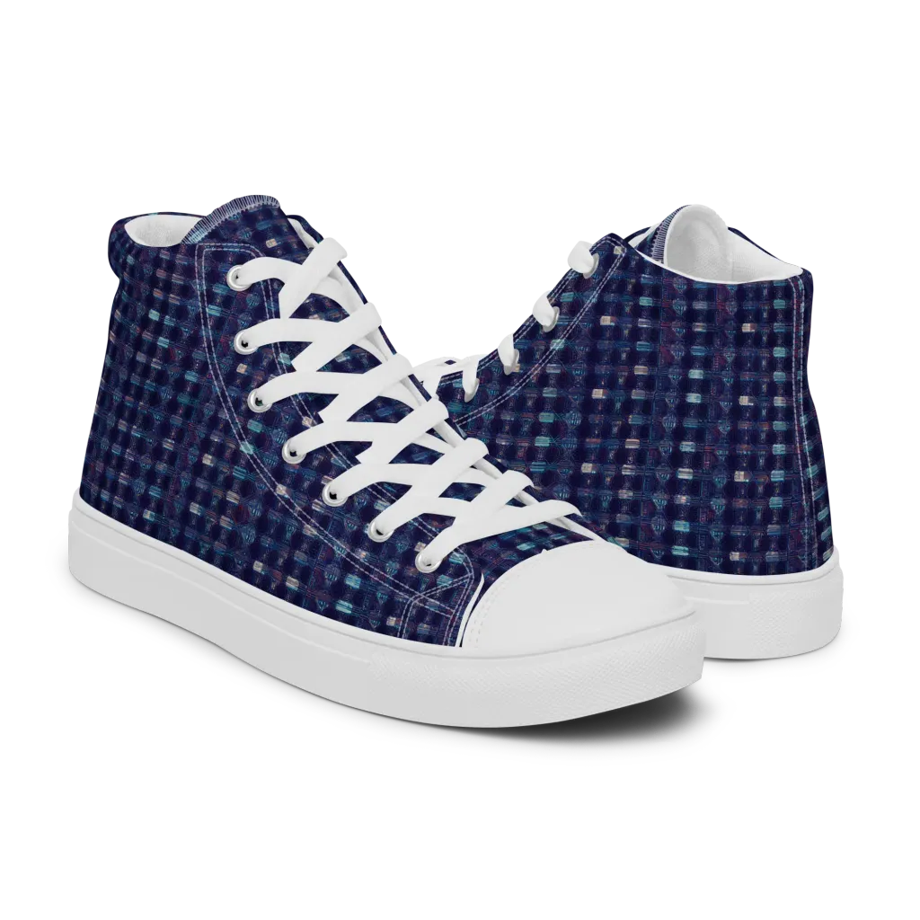 Midnight Circuit on Men's High Top Canvas Shoes — Right