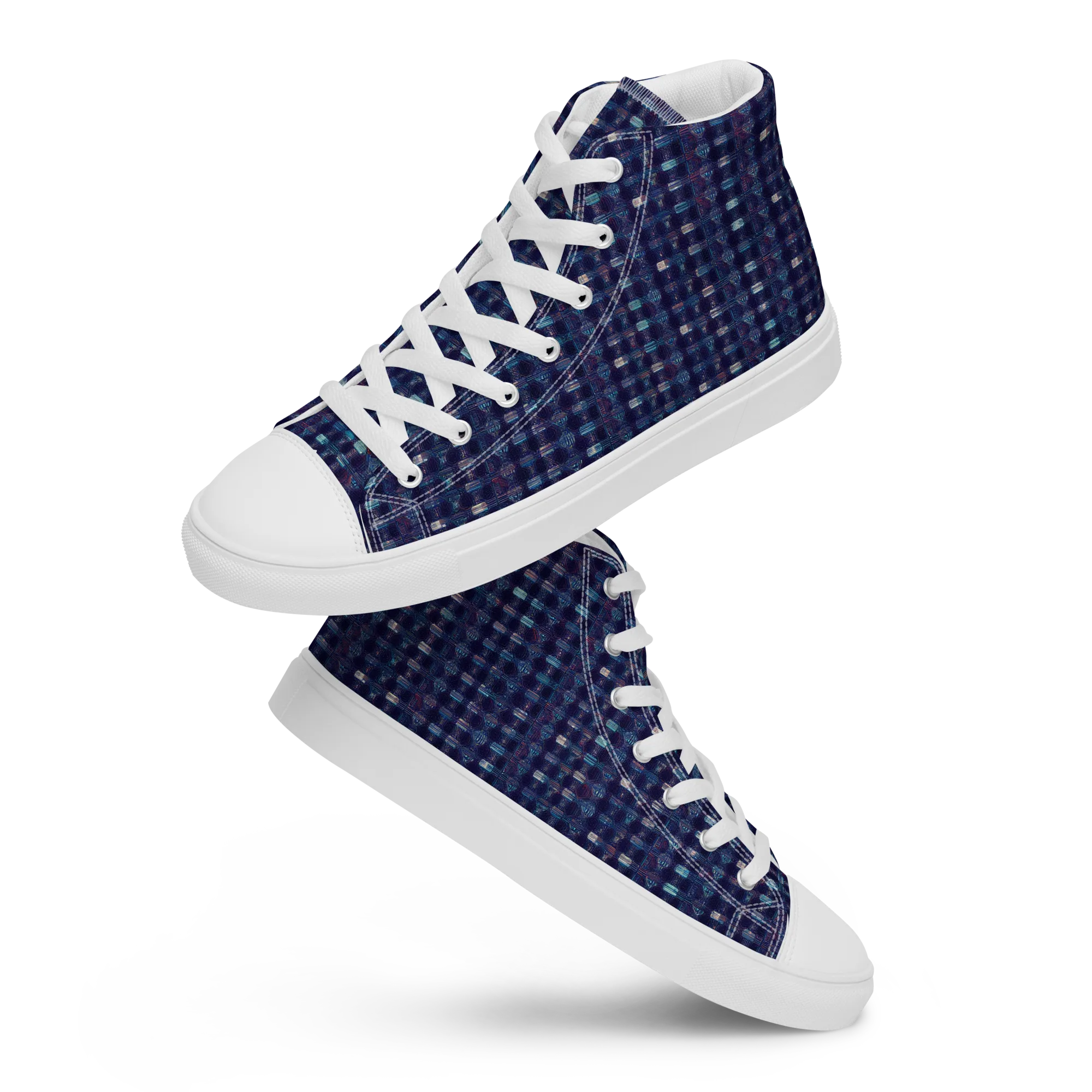 Midnight Circuit on Men's High Top Canvas Shoes — Front