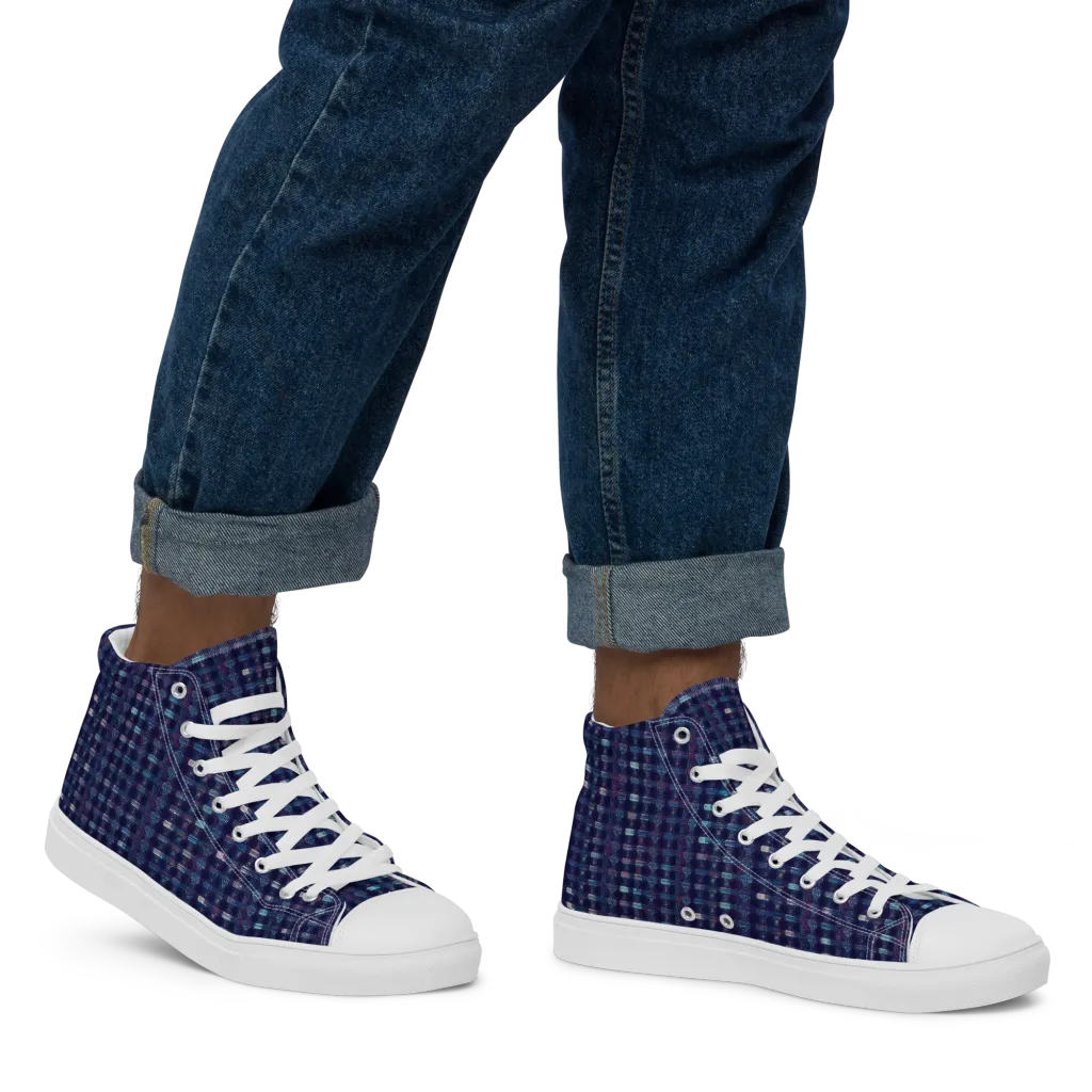 Midnight Circuit on Men's High Top Canvas Shoes — Right
