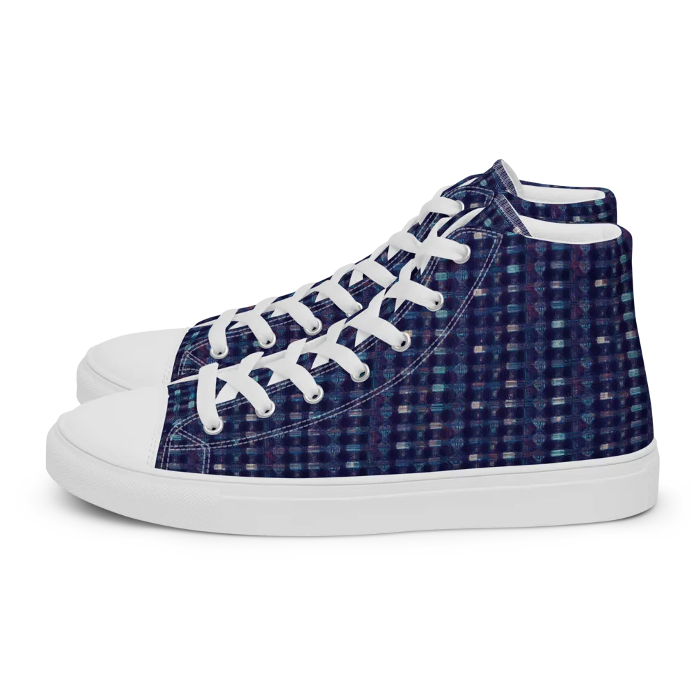 Midnight Circuit on Women's High Top Canvas Shoes — Left