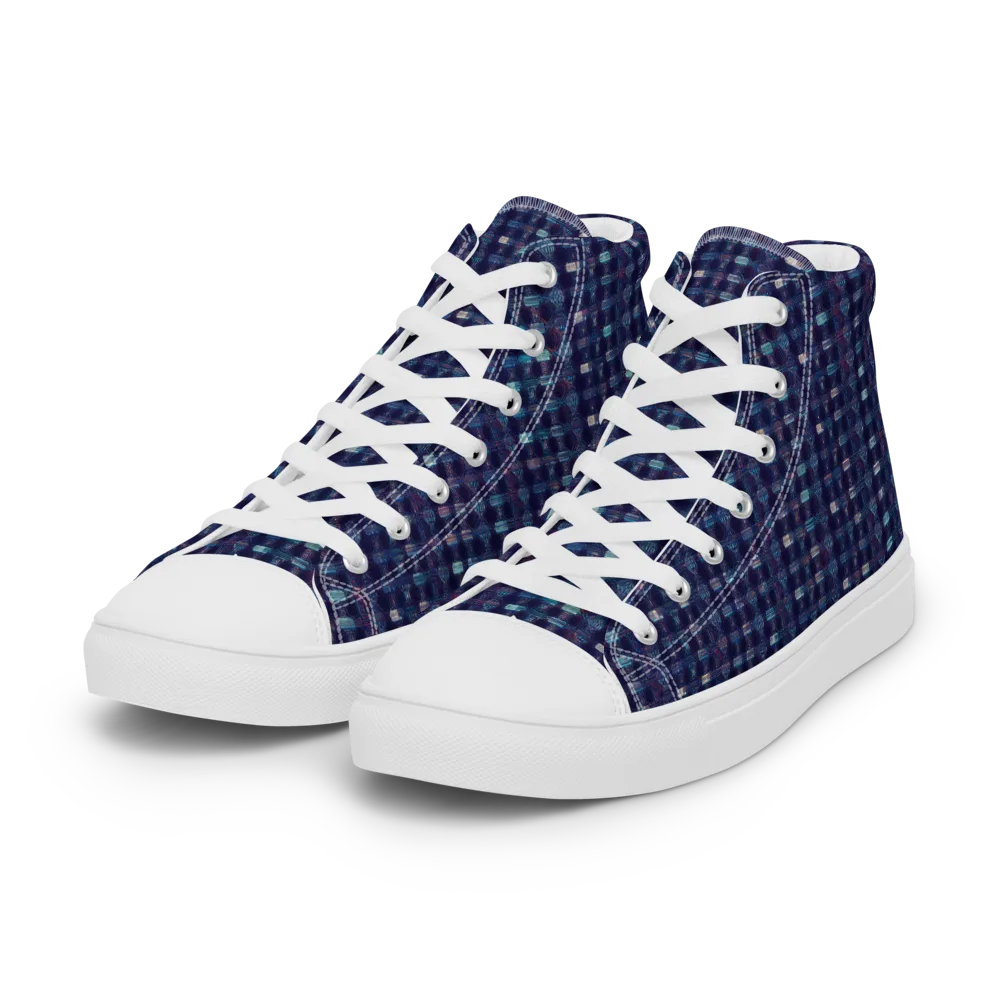 Midnight Circuit on Women's High Top Canvas Shoes — Left Front