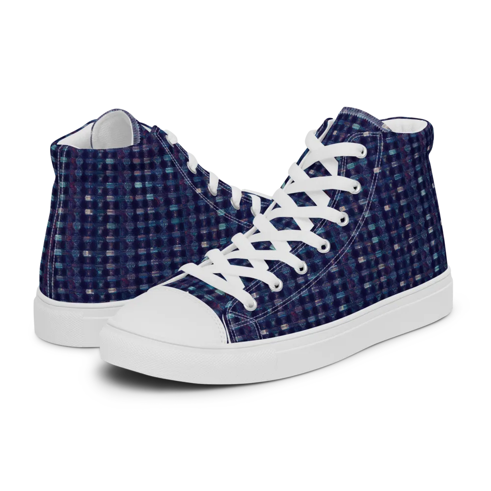 Midnight Circuit on Women's High Top Canvas Shoes — Left