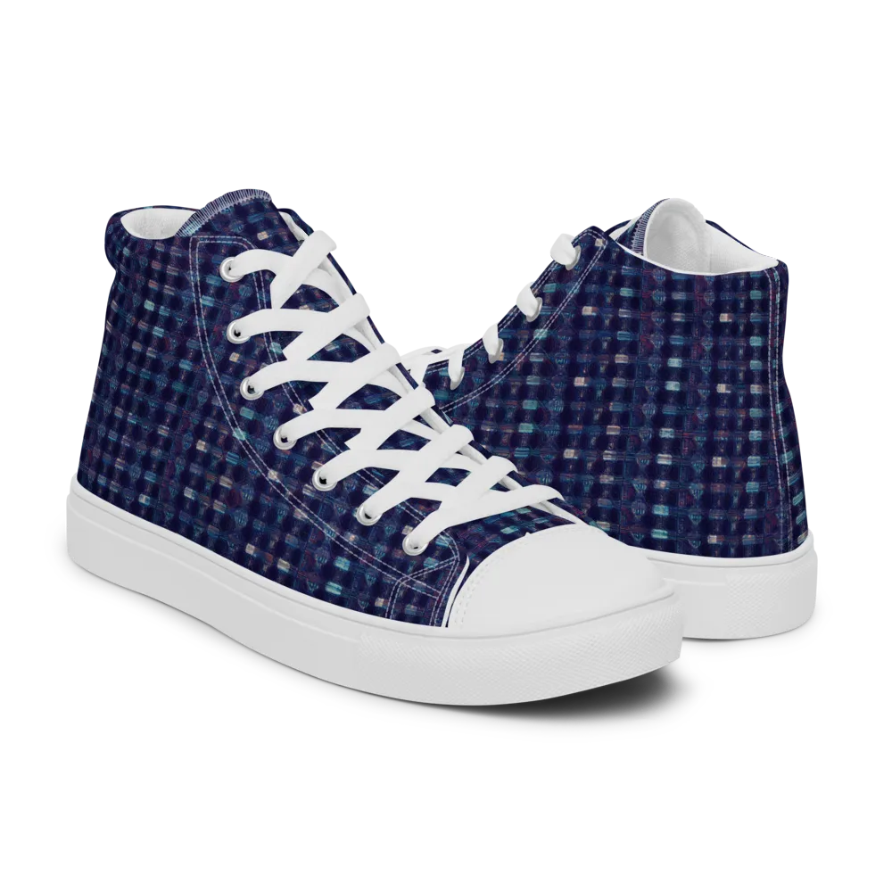 Midnight Circuit on Women's High Top Canvas Shoes — Right