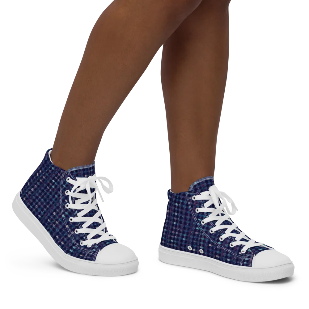 Midnight Circuit on Women's High Top Canvas Shoes — Right