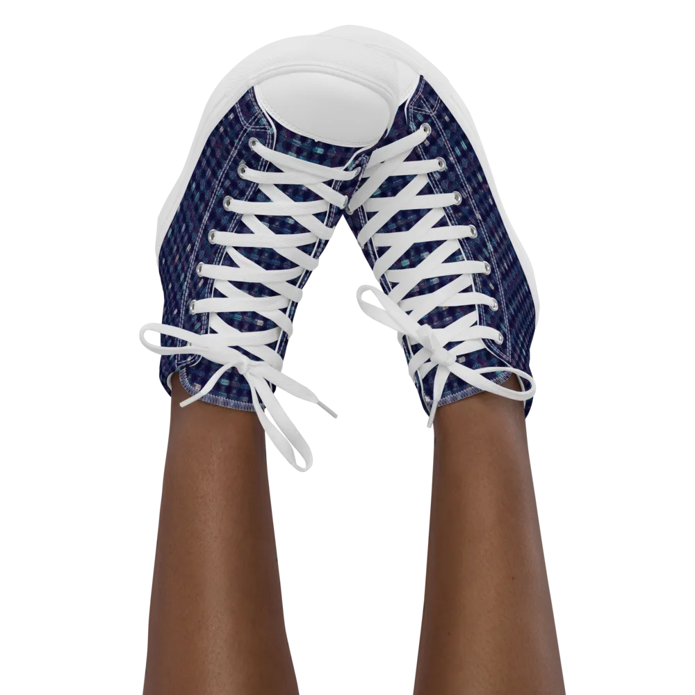 Midnight Circuit on Women's High Top Canvas Shoes — Front