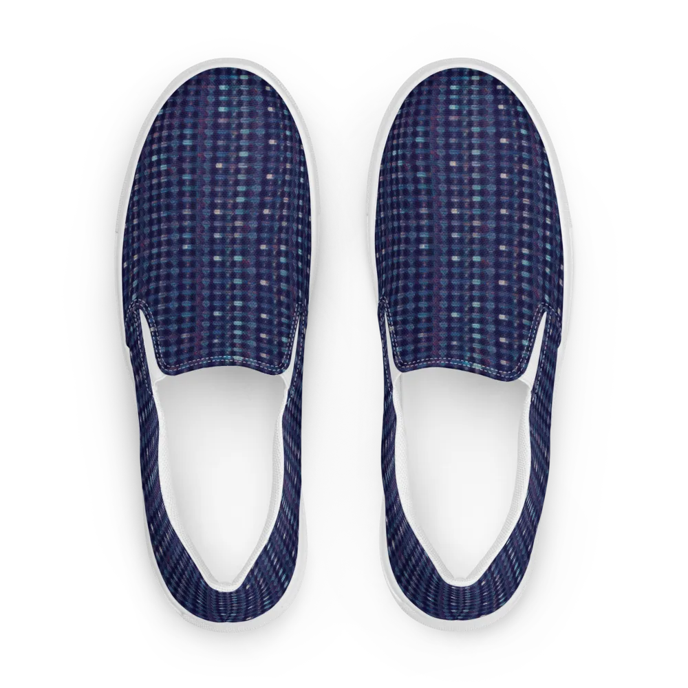 Midnight Circuit on Men's Slip-On Canvas Shoes — Front