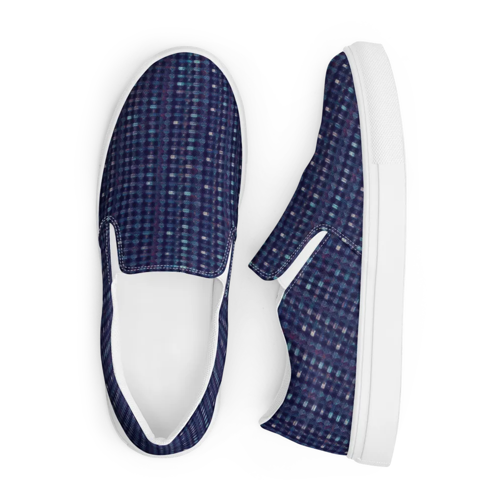 Midnight Circuit on Men's Slip-On Canvas Shoes — Front