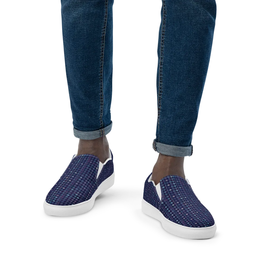 Midnight Circuit on Men's Slip-On Canvas Shoes — Front
