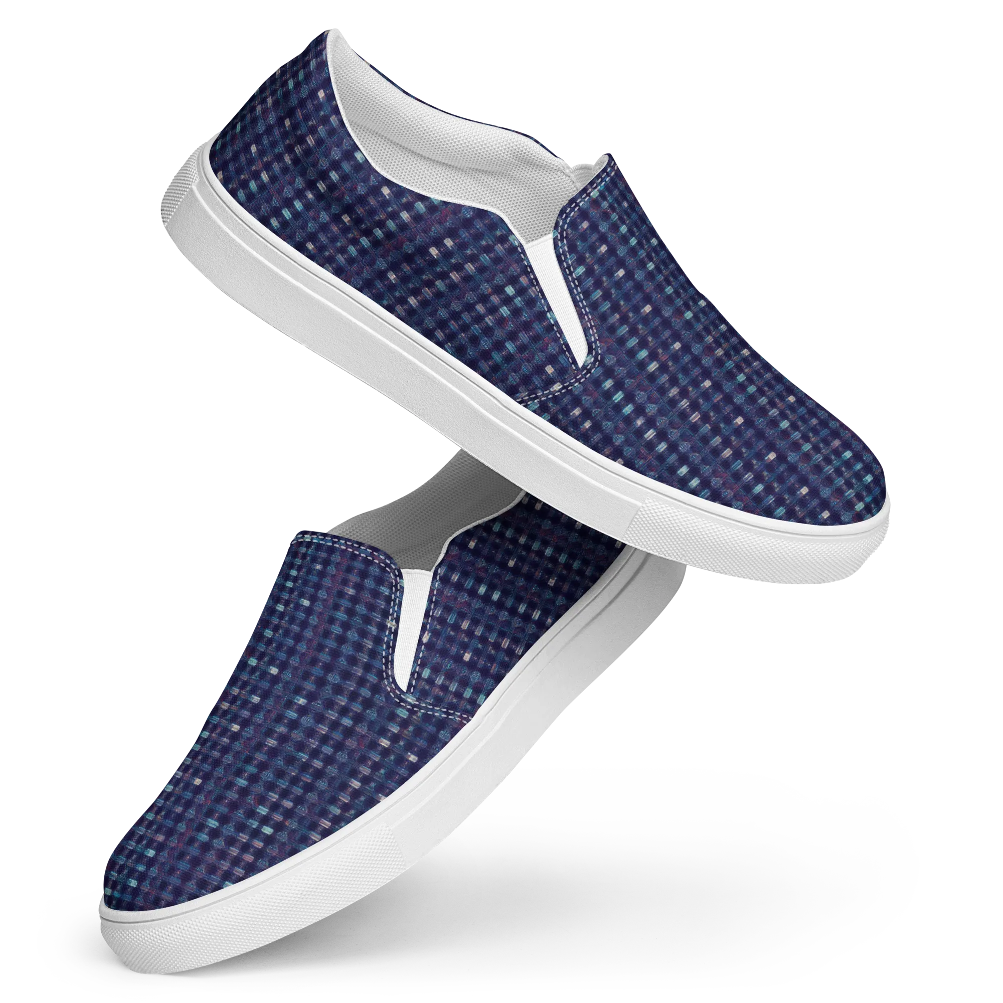 Midnight Circuit on Women's Slip-On Canvas Shoes — Front