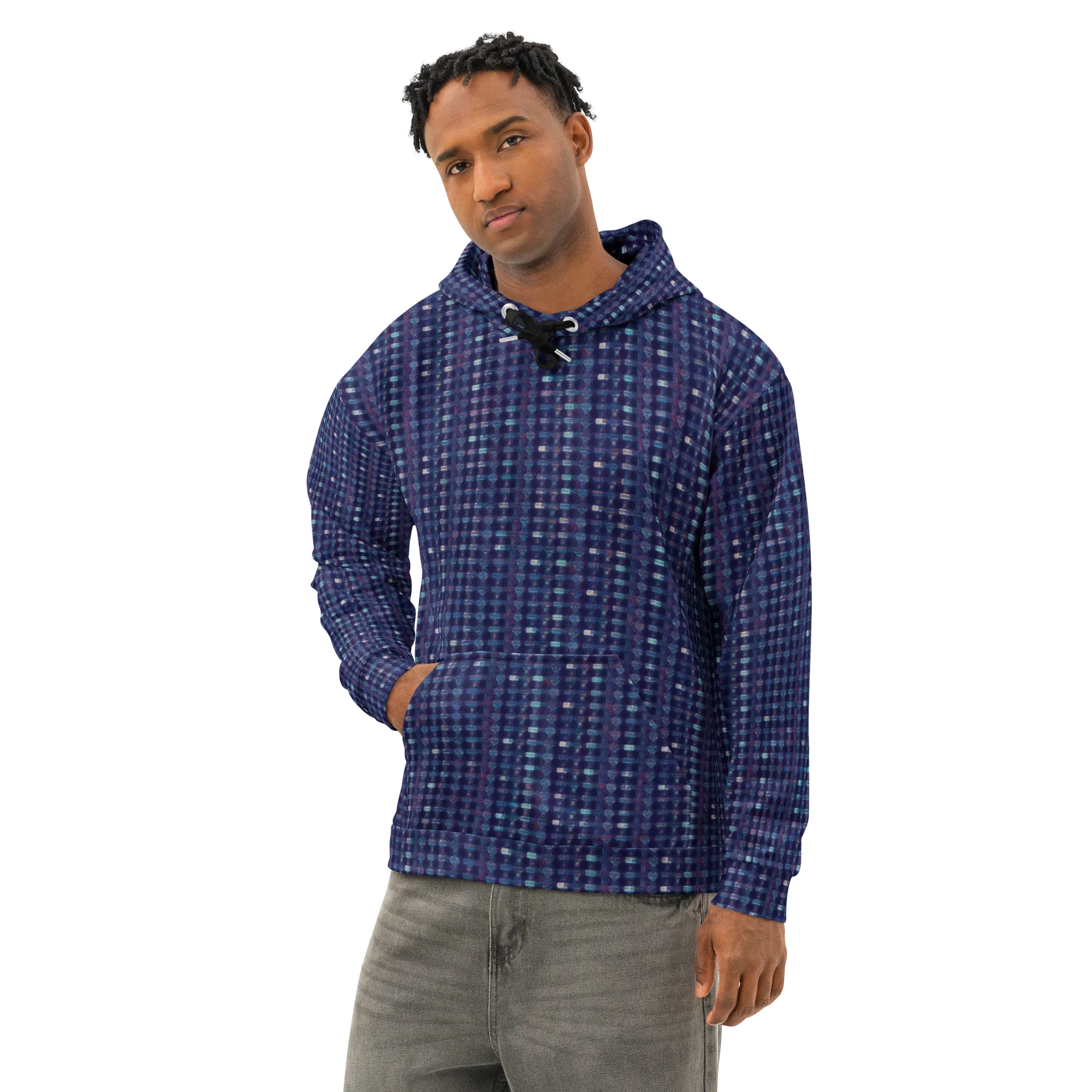 Midnight Circuit on Cotton Hoodie — Left Front