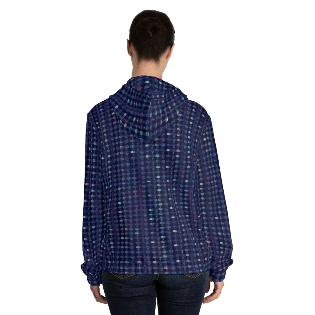 Midnight Circuit on Women's Full-Zip Hoodie — Back On Person