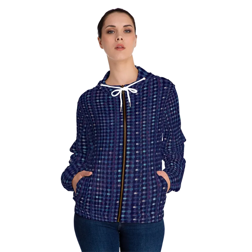 Midnight Circuit on Women's Full-Zip Hoodie — Front On Person