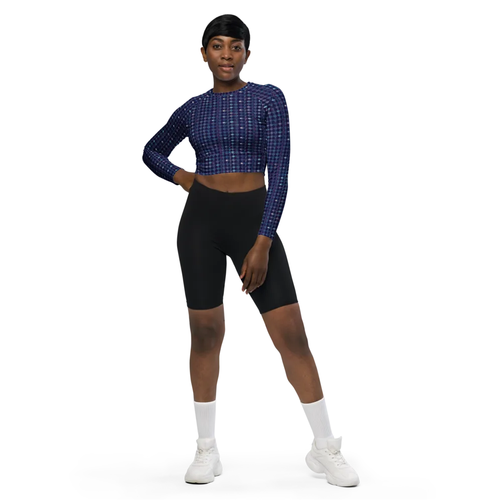 Midnight Circuit on Long Sleeve Crop Top — Front