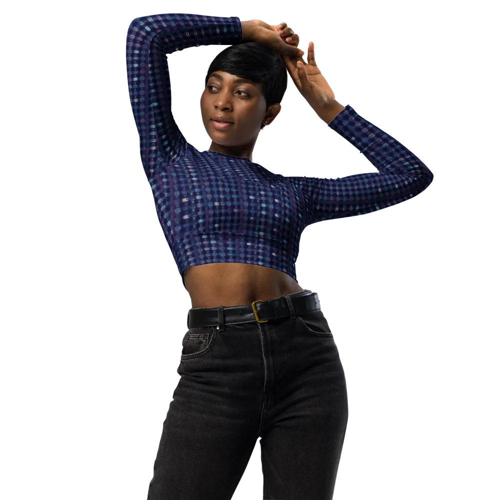 Midnight Circuit on Long Sleeve Crop Top — Front