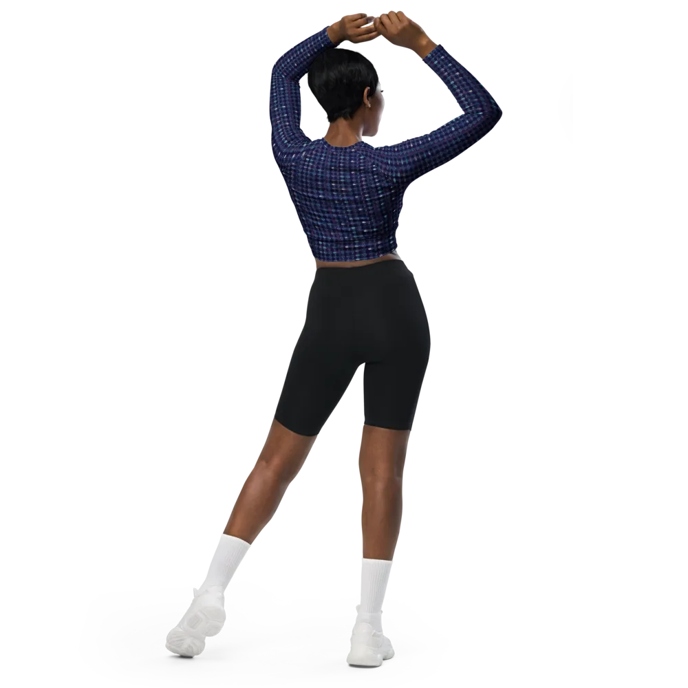 Midnight Circuit on Long Sleeve Crop Top — Back