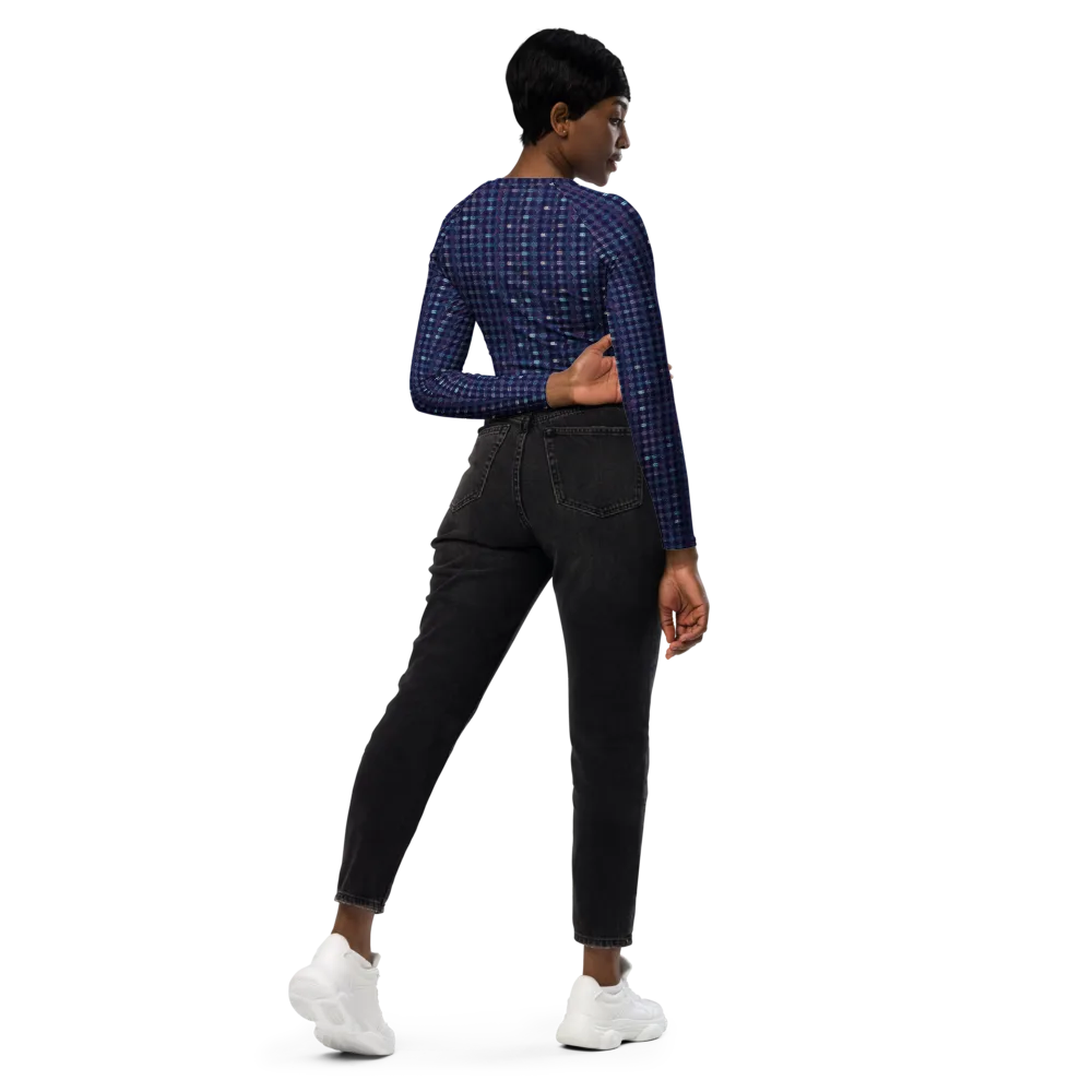 Midnight Circuit on Long Sleeve Crop Top — Right Back